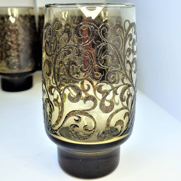 Vintage Libbey Empire Scroll Prado  2‎ A Pair Collins Stacking Glasses Drinkware - Picture 1 of 6